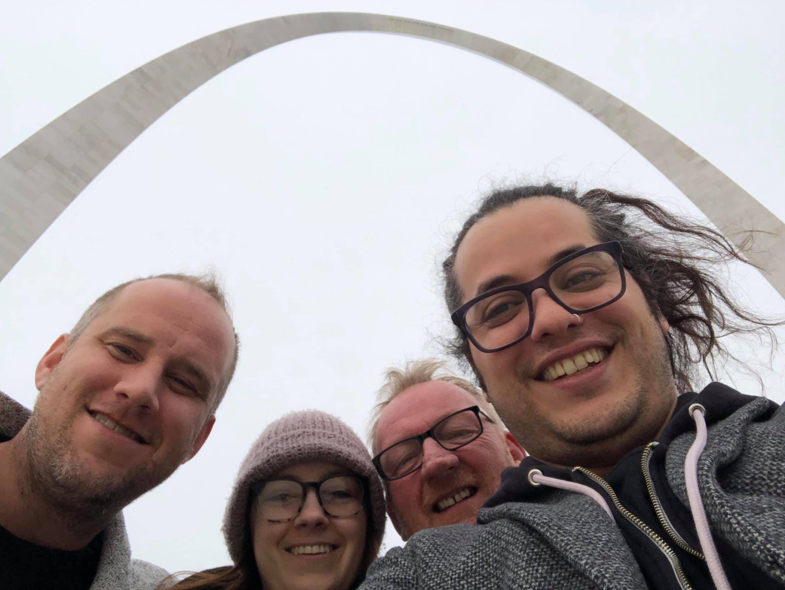 Hans, Vito, Andrew and Donata by the St. Louis arch