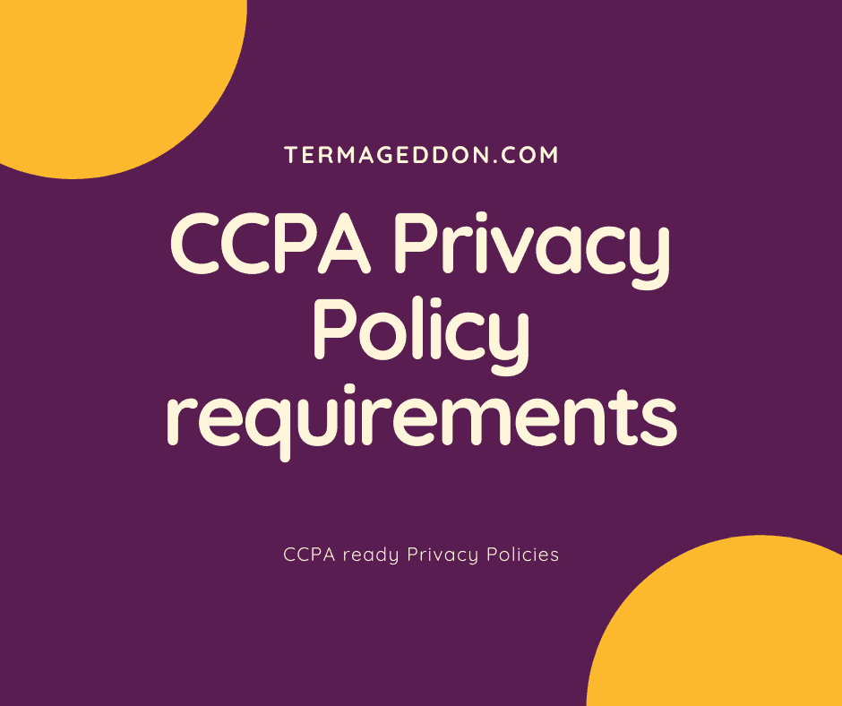 CCPA Privacy Policy requirements