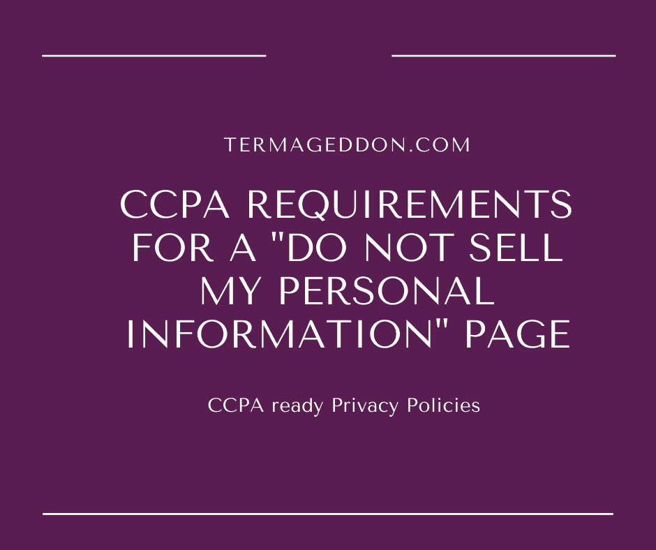 CCPA requirements for a do not sell my personal information page