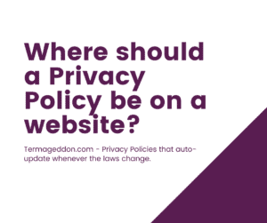 Where should a Privacy Policy be on a website?