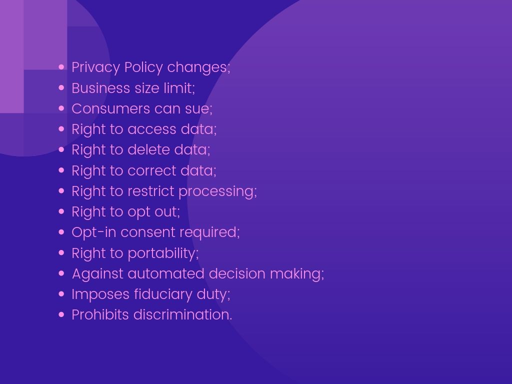 Concepts that the state privacy bills cover 