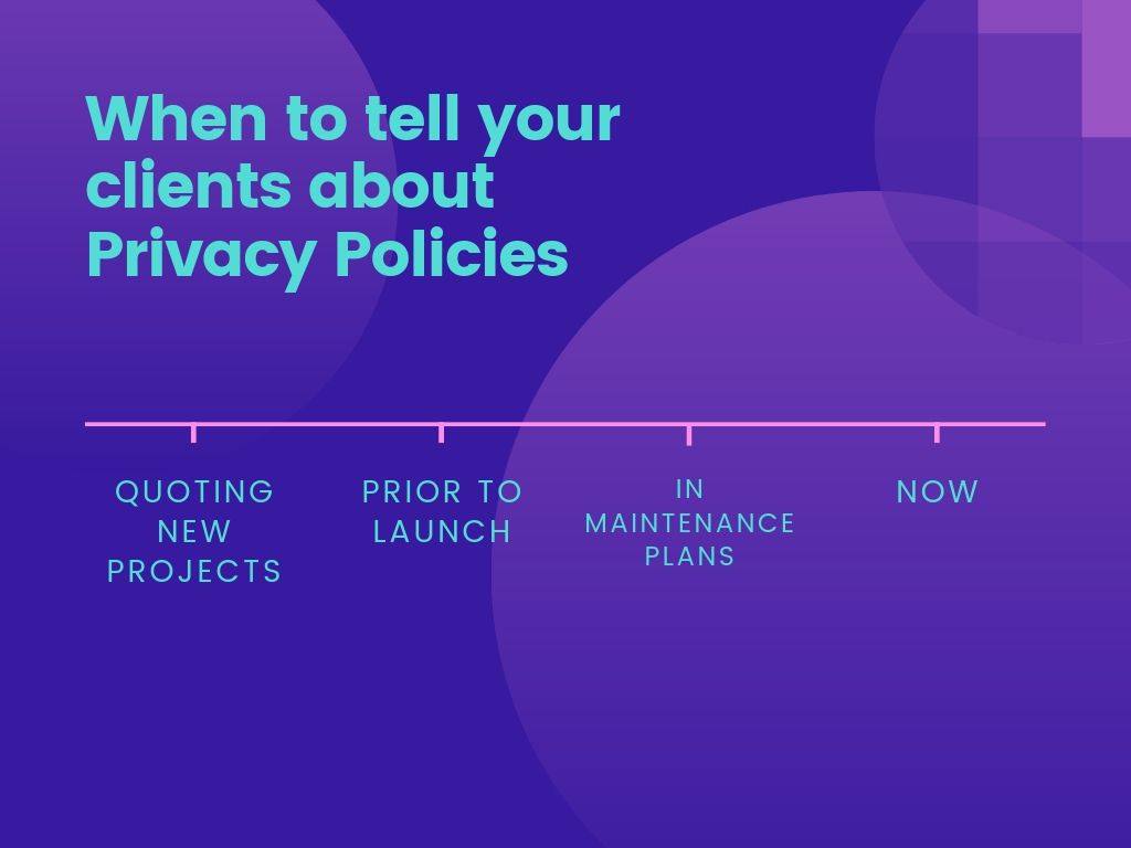When to tell your clients about Privacy Policies 