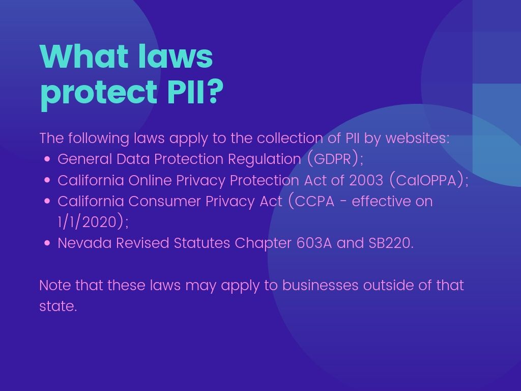 What laws protect PII? 