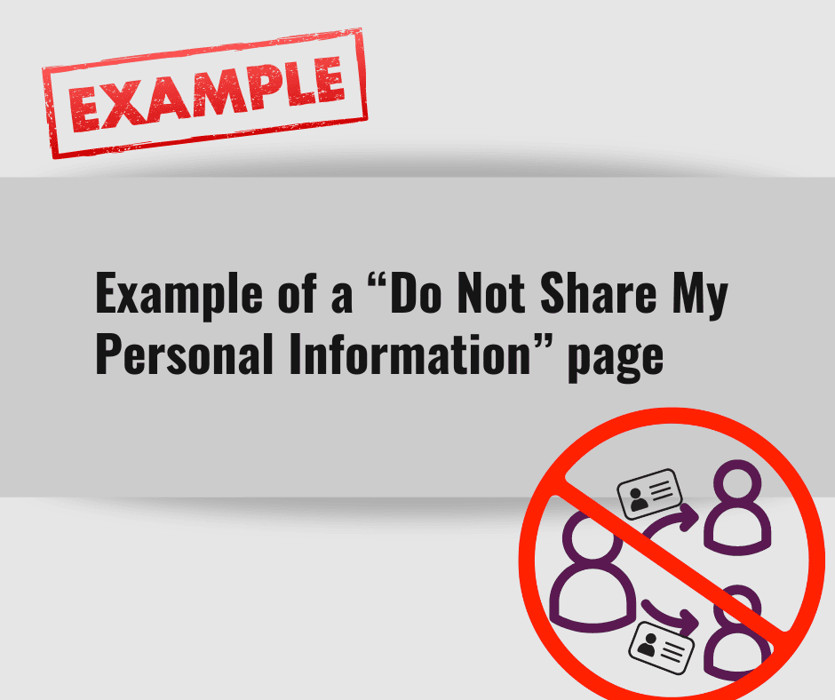 Example of a Do Not Share My Personal Information Page